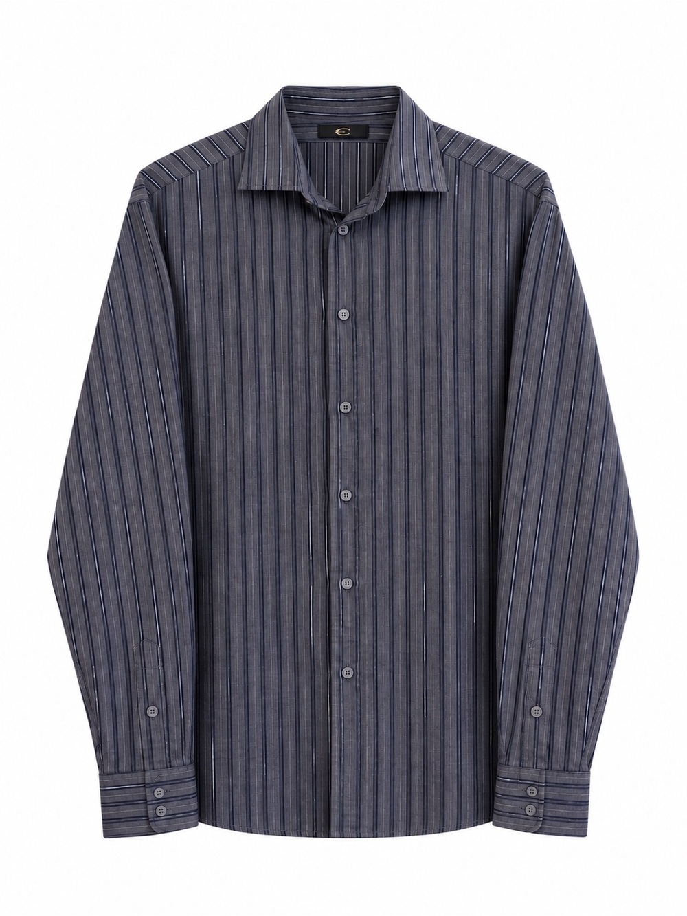 Just Cavalli Black and Navy Vertical Stripe Dress Shirt